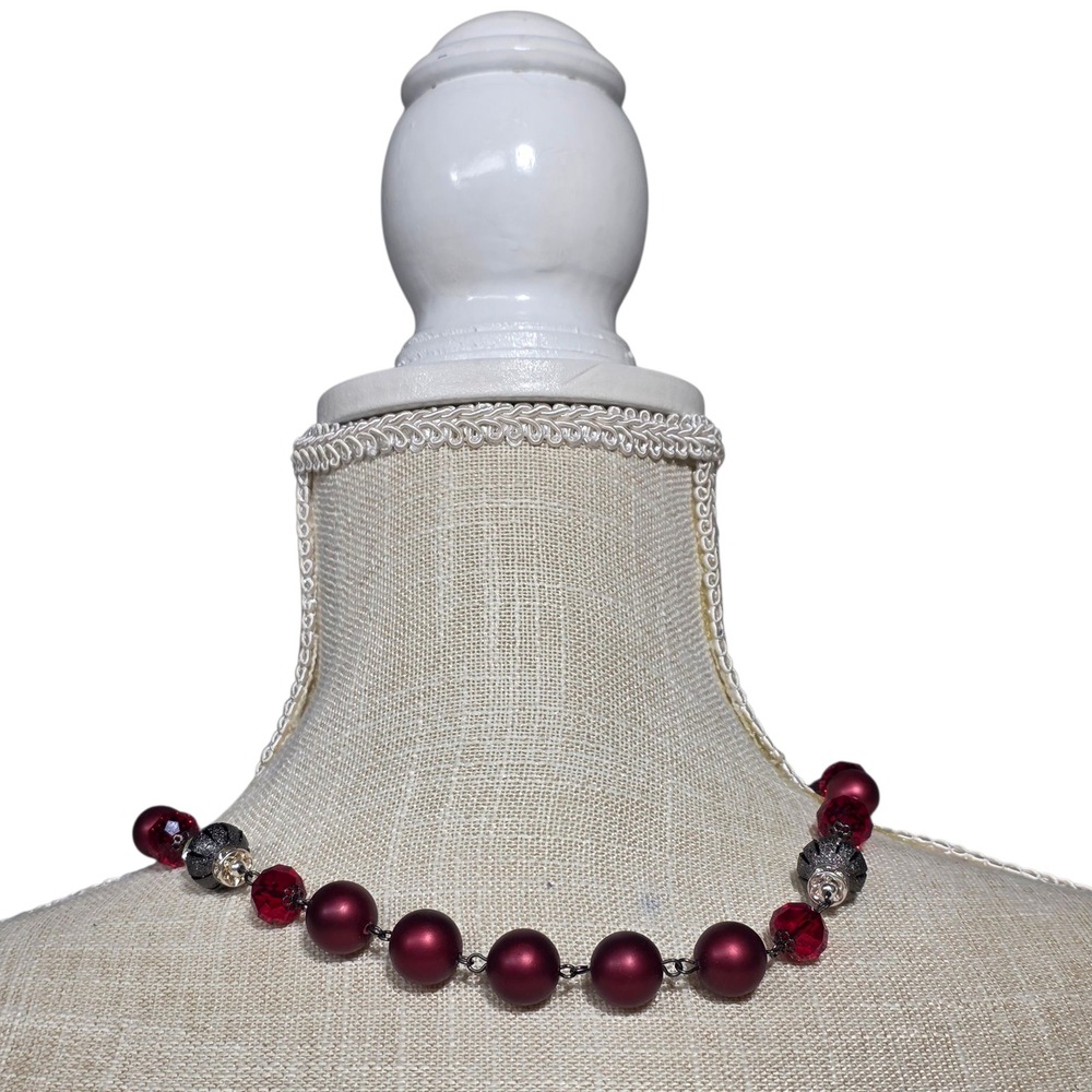 Red Beaded Necklace Costume Jewelry‎ Party Cocktail Statement